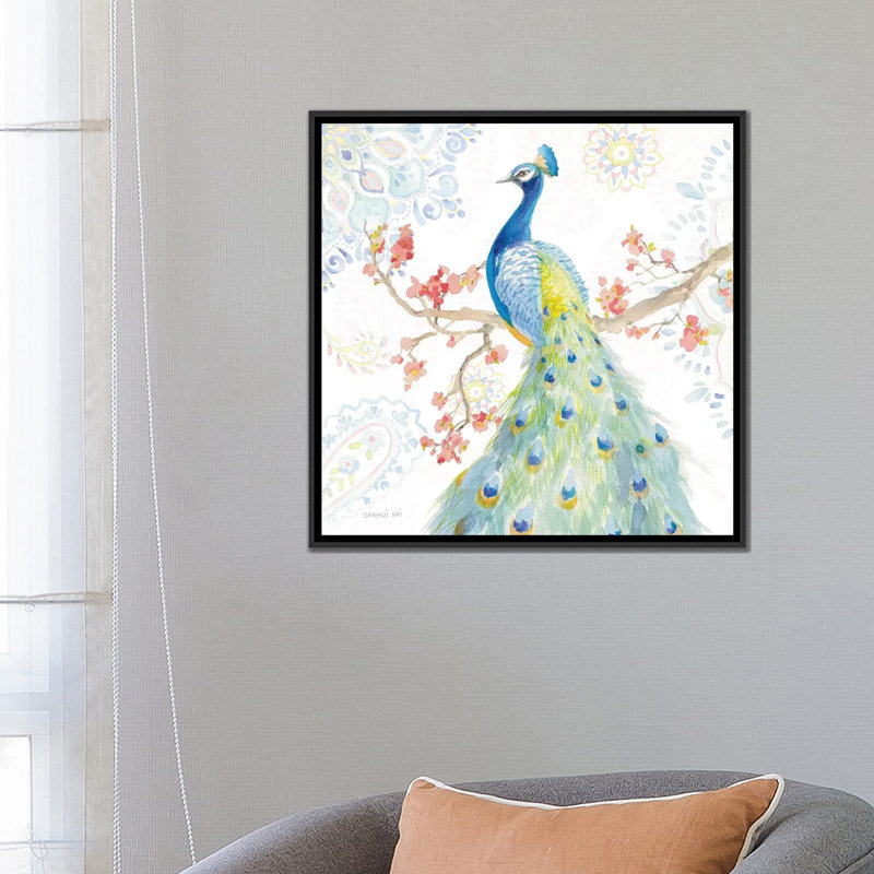 « jaipur ii », reproduction sur toile, H 18 po x l 18 po x P 1,5 po, Toile avec cadre noir, Pas de tapis