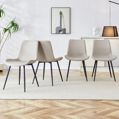 Dining Chair Faux Leather Upholstered Metal Legs