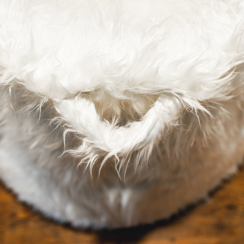 Standard Bean Bag Chair, Ivory Faux Fur, Milano