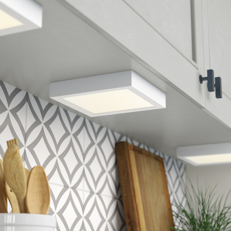 Plafonnier encastré carré simple à 1 lumière DEL 2,44 po Maren, 2700 K, blanc