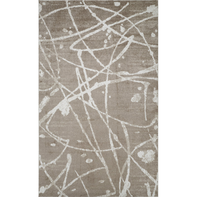 Machine Washable Archie Brown/Beige Rug, Rectangle 4' x 6'