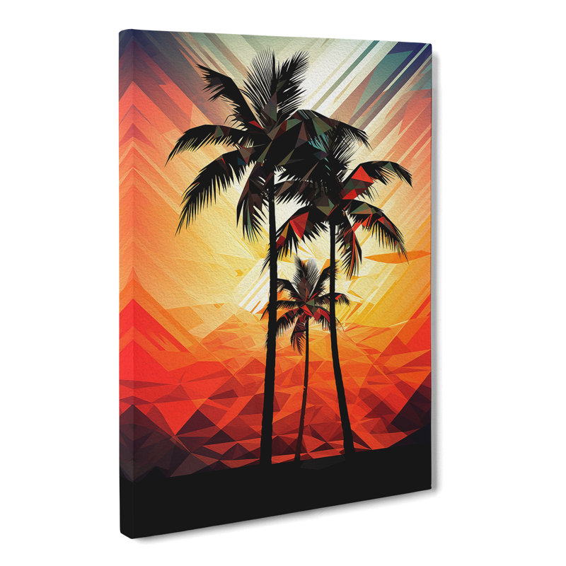 Palm Tree Geometric No.2 - Wrapped Canvas, 76cm H x 50cm W x 3cm D