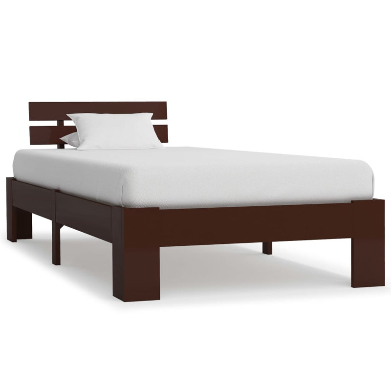 vidaXL Bed Frame Solid Pine Wood, Dark Brown, European Single (95 x 200 cm)