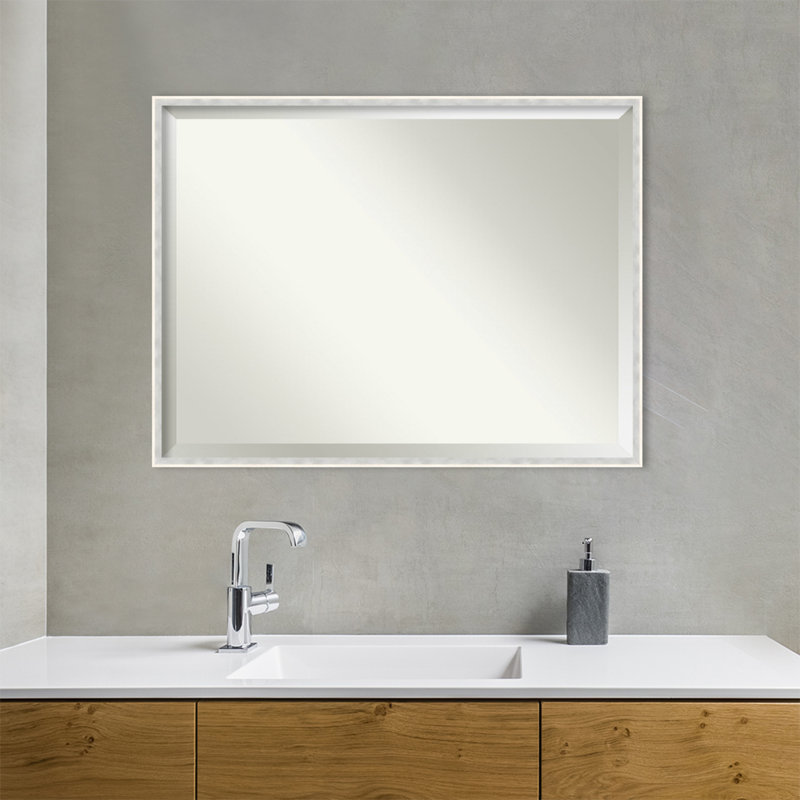 Miroir mural Jermani, Blanc / doré, Rectangle, 25 po x 37 po