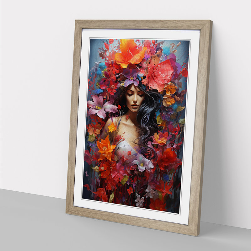 Wildflowers Informel No.2 - Framed Print, Oak, 64cm H x 46cm W x 2cm D
