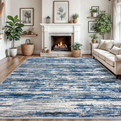 Modern Abstract Area Rugs 9x12 Washable Rug for Living Room Large Soft Thin Bedroom Rug with Rubber Backing 
