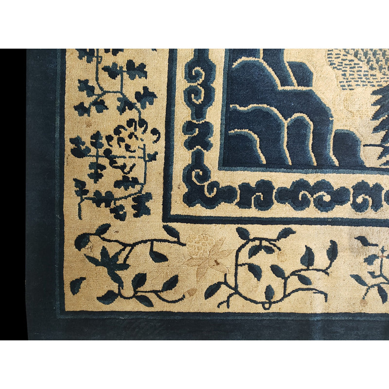 Antique Peking Chinese Medallion Beige 1890s Rug
