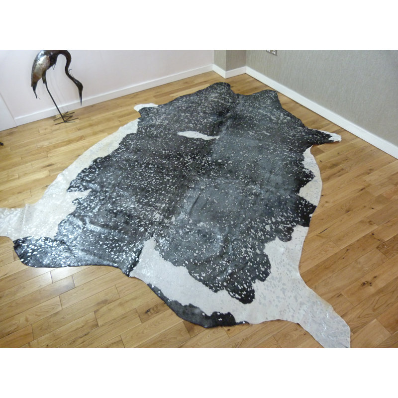 Black And White With Silver Metallic Cowhide Rug