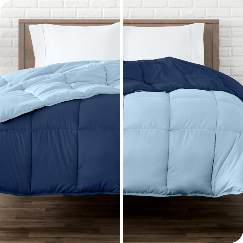 Édredon réversible en microfibre ultra douce de qualité supérieure, Édredon très grand, Bleu foncé/bleu pâle