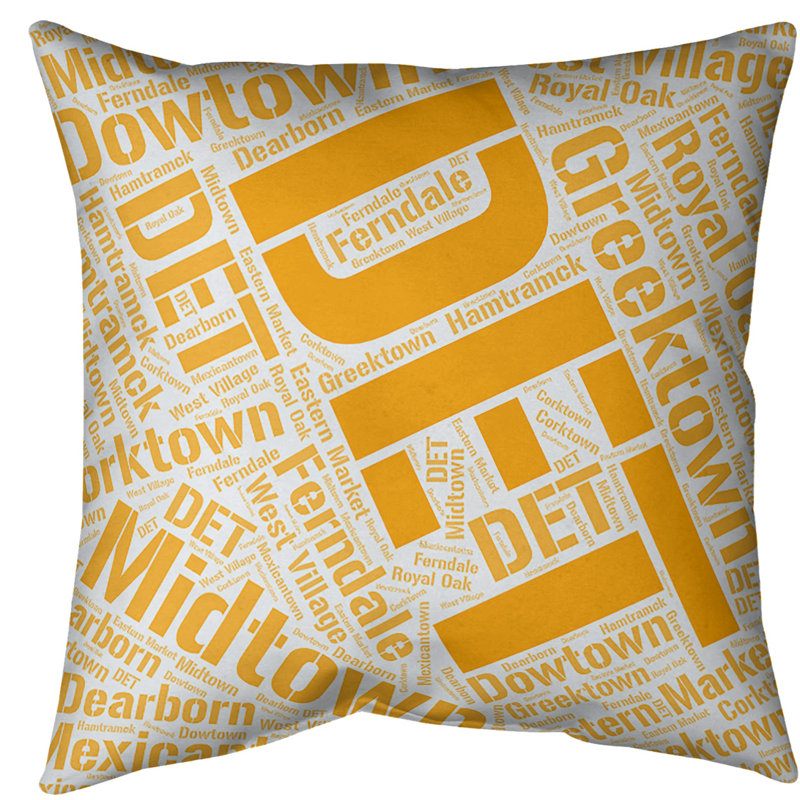 Coussin intérieur/extérieur détroit, Oui, H 16 po x l 16 po, Orange