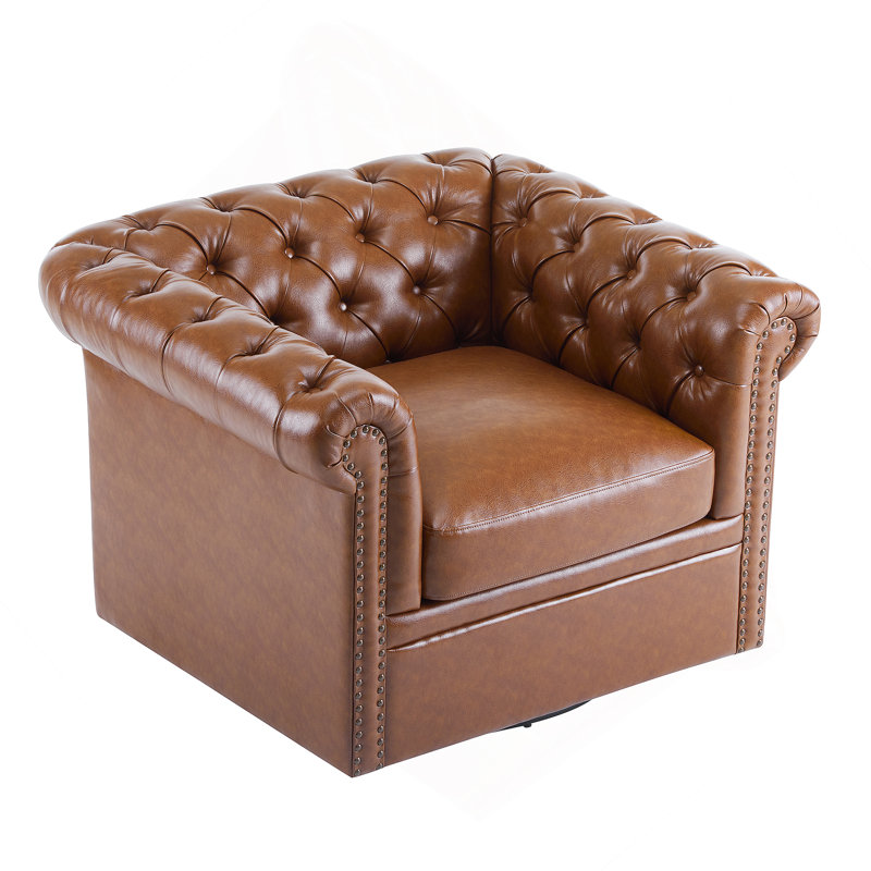 Fauteuil club pivotant Chesterfield, Cognac