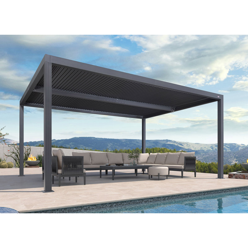 16 Ft. W x 12 Ft. D Aluminum Pergola with 48FT String Lights
