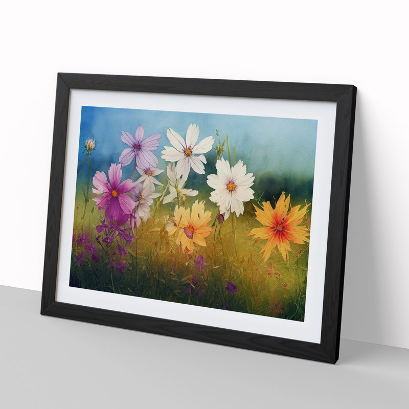 XH1022-7302X Radiant Wildflowers - Single Picture Frame Print, Black Framed, 46cm H x 64cm W x 2cm D