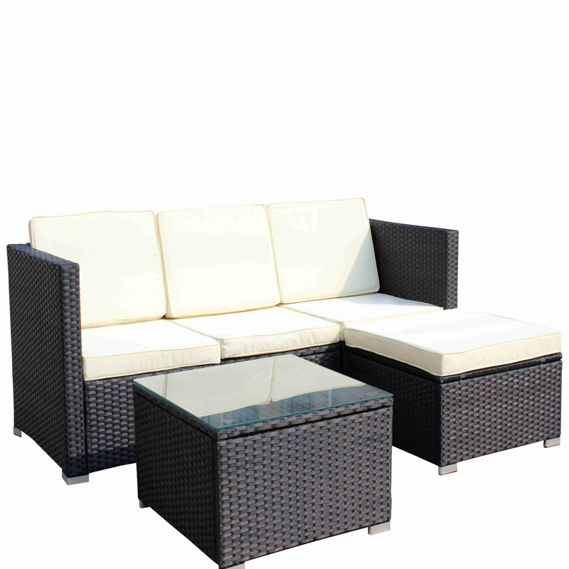 Ensemble de canapé et de table basse en osier de rotin 5 pièces avec ensemble de meubles de patio et canapé d'extérieur