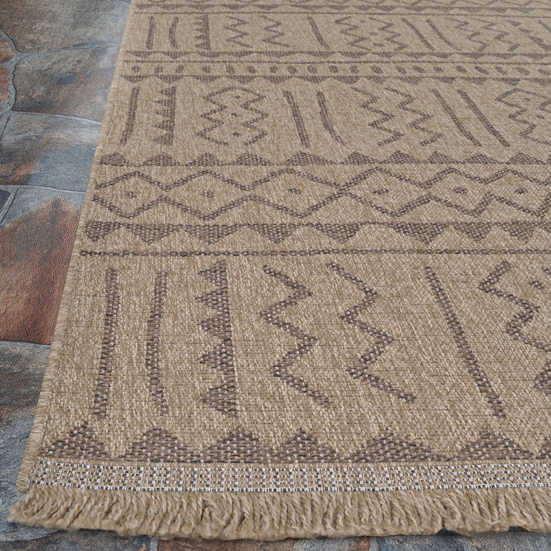 Tapis intérieur / extérieur brun Joleigha, Tapis de couloir 2 pi 7 po x 9 pi 10 po