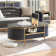 Roseellen 48''L Oval Coffee Table With Storage, Center Table With Open Shelf, Fluted Design