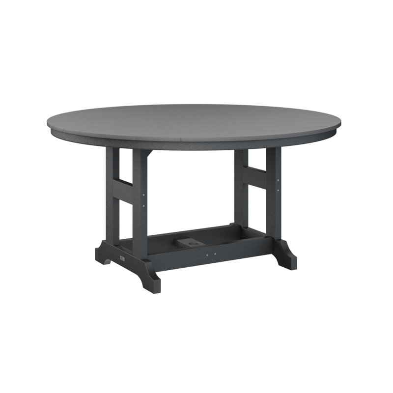 Garden Classic Outdoor Round Bar Table, Smoke Gray, Black