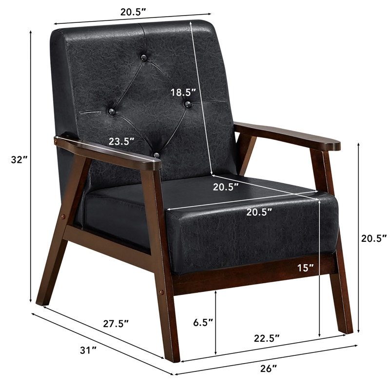 Ensemble de 2 chaises d'appoint en cuir avec pieds en bois d'hévéa et dossier capitonné