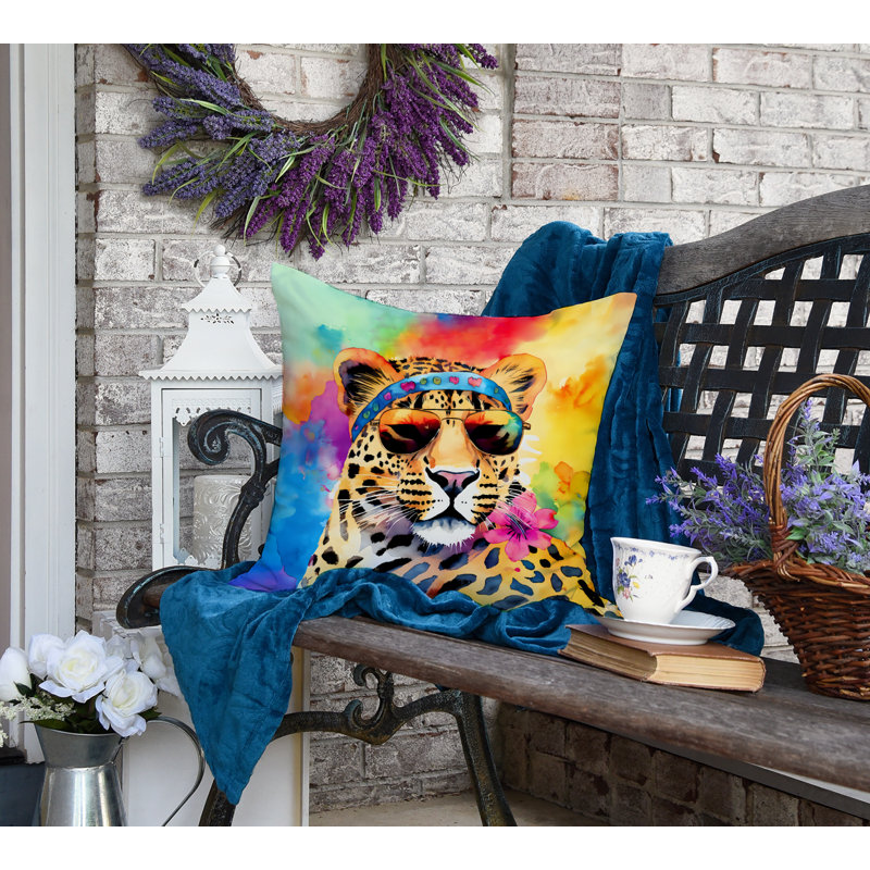 Hippie Animals Other/No Pattern Throw Pillow, 18"H x 18"W