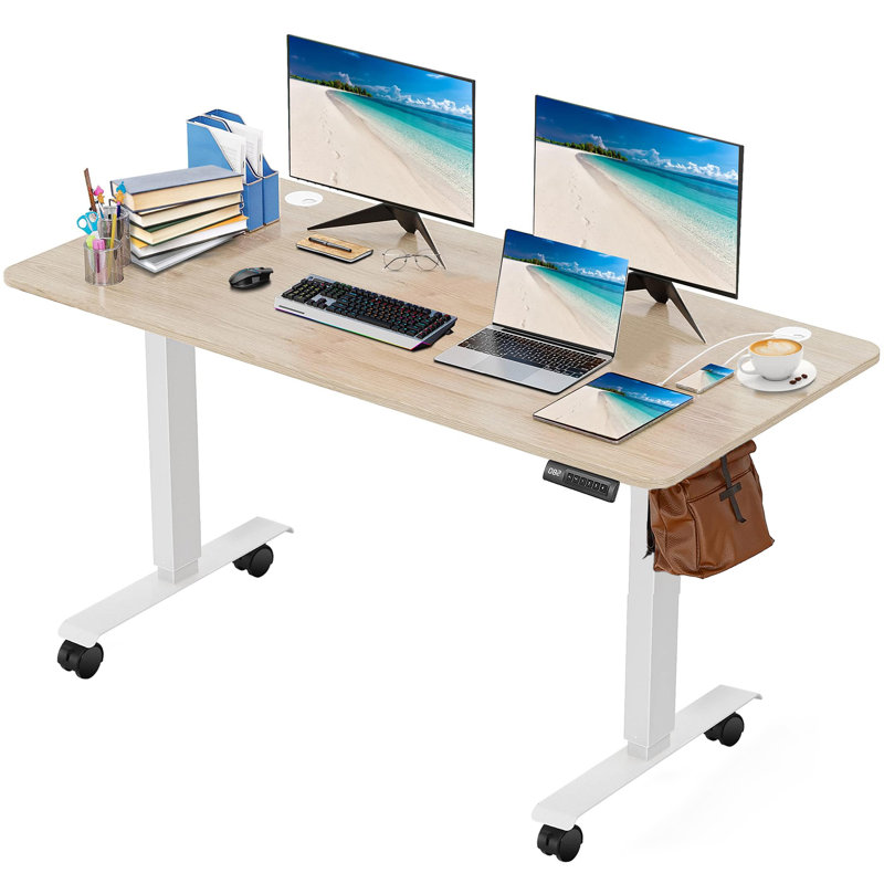 Bureau debout à hauteur ajustable Arillia, Chêne / blanc, L 70,9 po x P 27,5 po