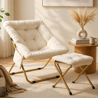 Upholstered Accent Chair With Footstool