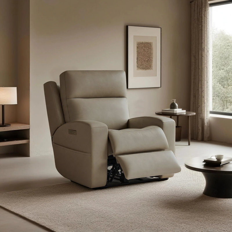 Fauteuil inclinable électrique en cuir fleur avec zéro gravité, soutien lombaire, USB et charge de type C