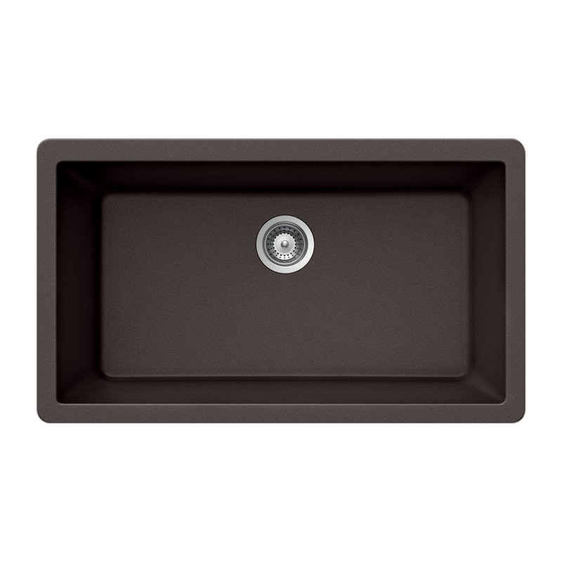 Quartztone 33'' L Single Bowl Granite Kitchen Sink, Mocha