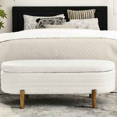 Banc de rangement moderne ovale rembourré