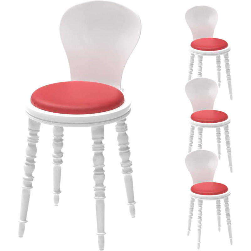 Chaise de coiffeuse Delidle, Rouge, Blanc