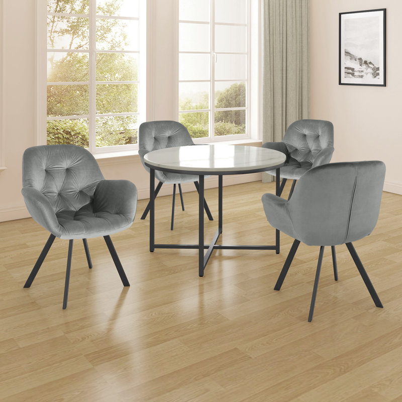Aella Dinning Chair 2pack Grey Velvet, Grey