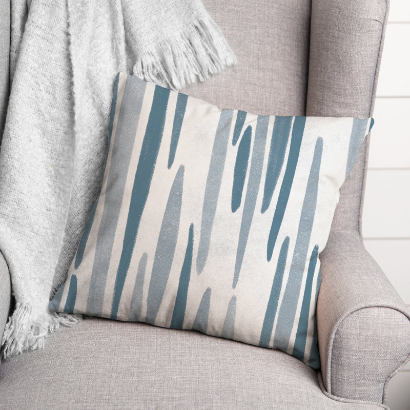 Collection 2 Distressed Lines Striped Throw Pillow, Blue