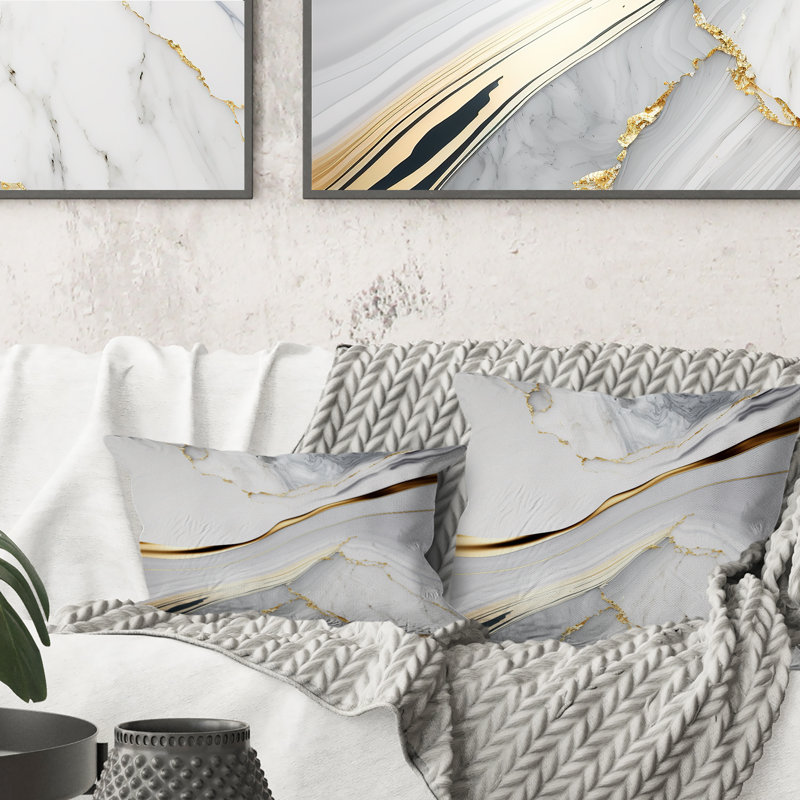 Abstract Geode Waves Grey IV - coussin imprimé, H 18 po x l 18 po