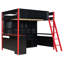 Lit mezzanine double en bois avec bureau, grand espace de rangement et lumière-1607739803