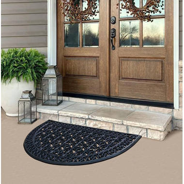 Evideco Outdoor Runner Mat Scraper Front Door Mat PVC Non-Slip Backing 48x18 Black