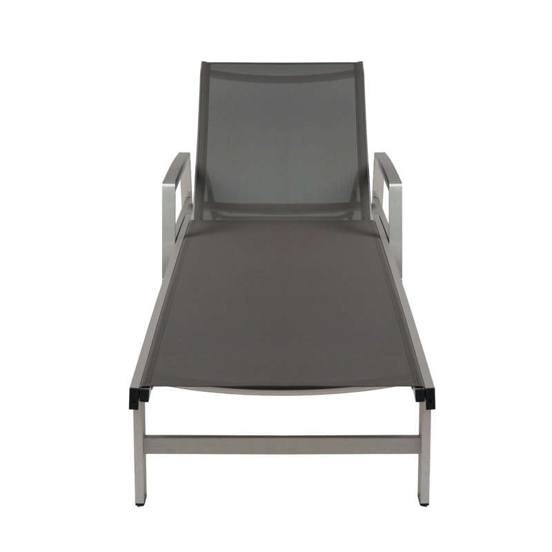 Chaise longue en filet Alfredo, Gris / Noir, 2