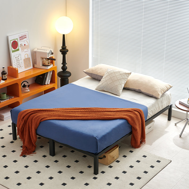 Minimal Screwless Black Bed Frame With Square Feet, Double (4'6)