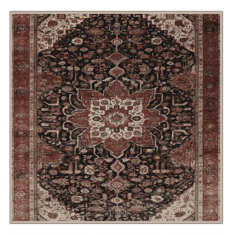 Tapis brun lavable à la machine, Carré 6 pi