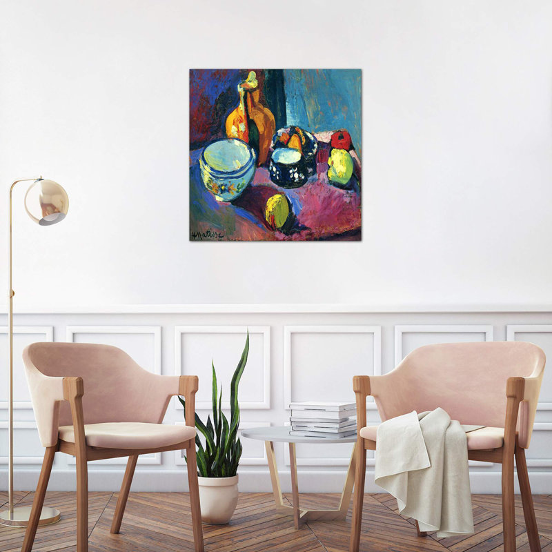 Dishes & Fruit by Henri Matisse - Wrapped Canvas Painting, 66.04 cm H x 66.04 cm W x 3.175 cm D