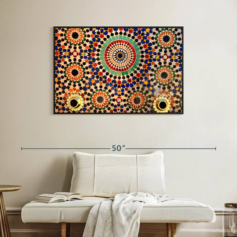 Carreaux de mosaïque marocains, Cadre flottant noir, 40 po x 27 po