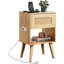 Table de chevet en rotin avec station de charge, table de chevet Boho, ...-1103754567