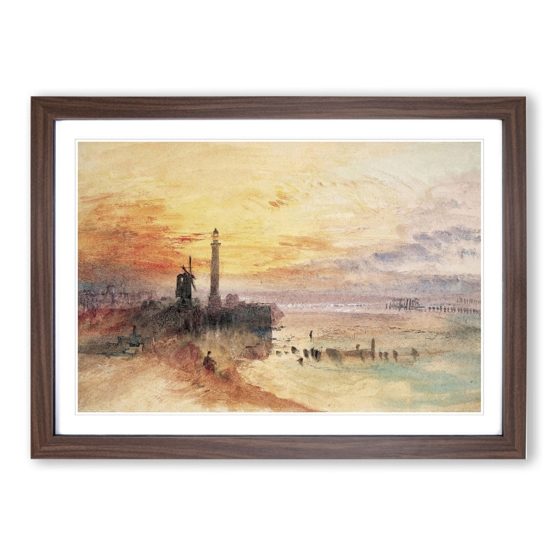 Yarmouth Harbour Norfolk by Joseph Mallord William Turner - Picture Frame Painting, 48cm H x 65cm W x 2cm D, Walnut Framed