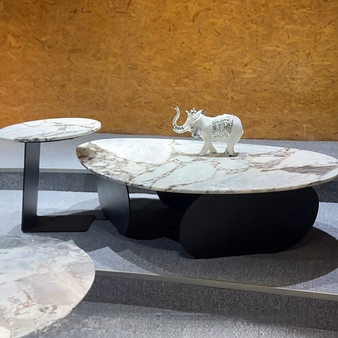 Aurora Craft Luxury Stone Slab Shaped Coffee Table Living Room Stone