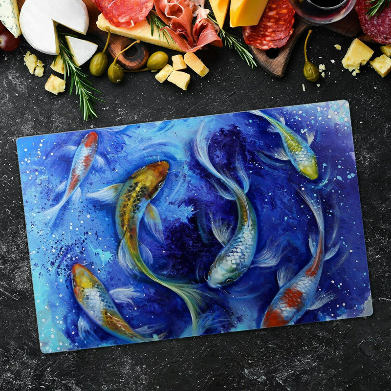 Athyrium Tempered Glass Fish Chopping Board, 52cm x 60cm