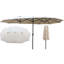 Parasol de patio double 15 po x 9 pi - Très grande piscine extérieure, imperméable, avec manivelle et évent grand pour l'expérience