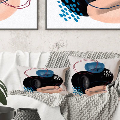Minimal Abstract Shapes With Polka Dot Cloud III - Coussin décoratif imprimé moderne
