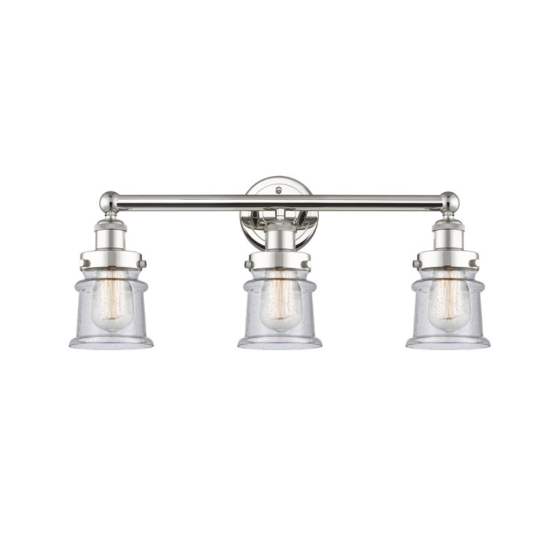 Petit luminaire pour salle de bain 3 lumières Cailen de la collection Edison, Granuleux, Nickel poli