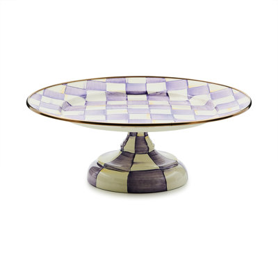 Violet Check Pedestal Platter