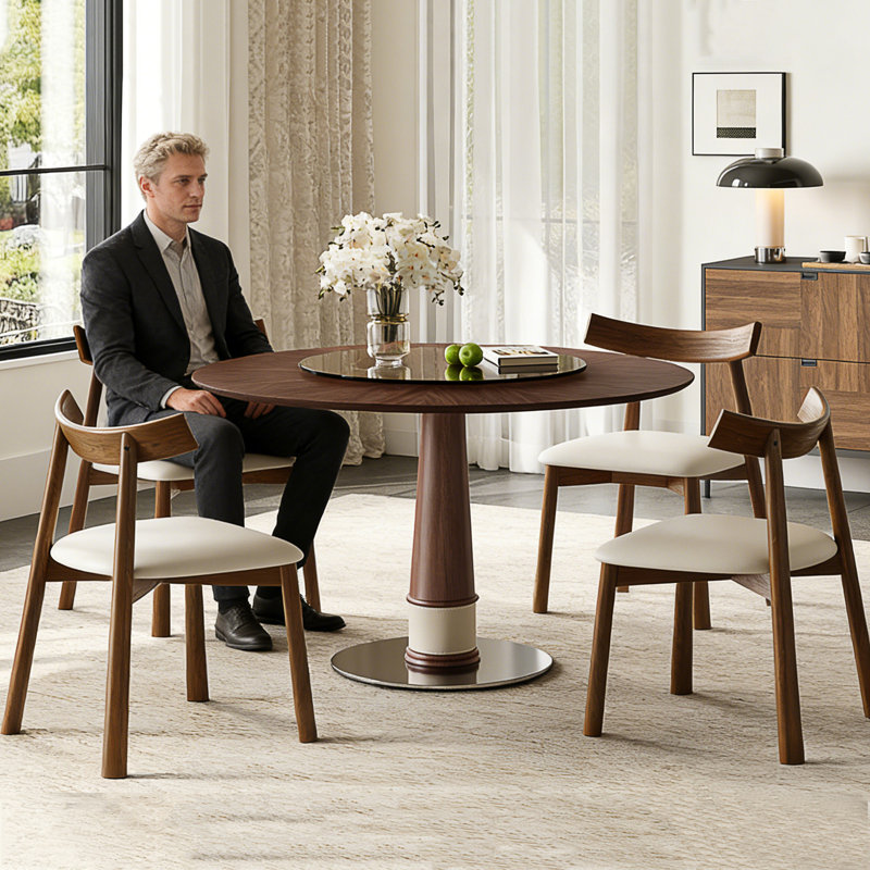 Ensemble de table de salle à manger 47 pouces en bois massif avec 4 chaises, 5 pièces: table, 4 chaises