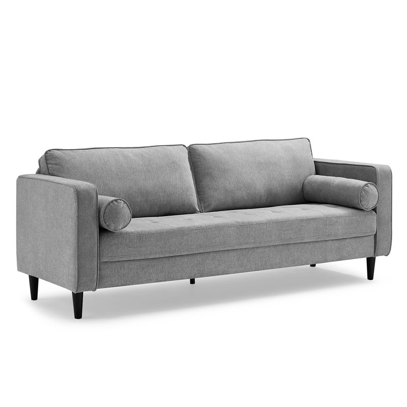 Jeses 207Cm Square Arms Sofa, Light Grey Velvet