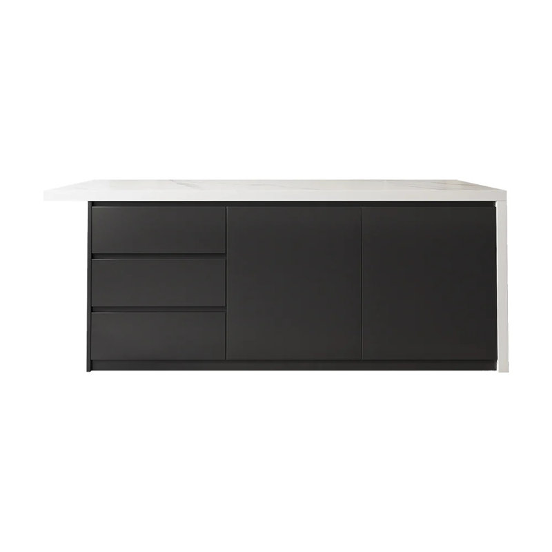 Kitchen Island with Storage, 72'' Kitchen Storage Island with 3 Drawers, Island Table with Adjustable Shelves,Buffet Sideboard Cabinet for Dining Room,Black